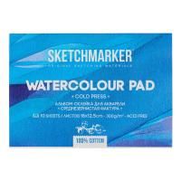 Альбом-склейка для акварели SKETCHMARKER 300 г/м2 12.5 x 18 см 10 л, хлопок, среднезернистая MP1218300CSM