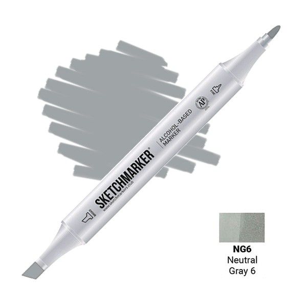 Маркер SKETCHMARKER двухсторонний на спирт.основе NG6 Нейтральный серый 6 MPSM-NG6
