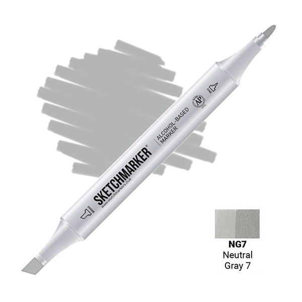 Маркер SKETCHMARKER двухсторонний на спирт.основе NG7 Нейтральный серый 7 MPSM-NG7
