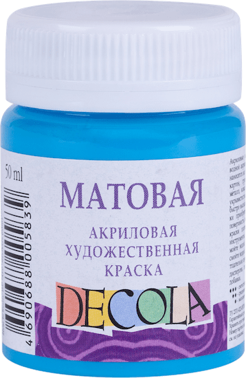 Краска акриловая DECOLA матовая, банка 50 мл, 512 Небесно-голубая NP-14328512