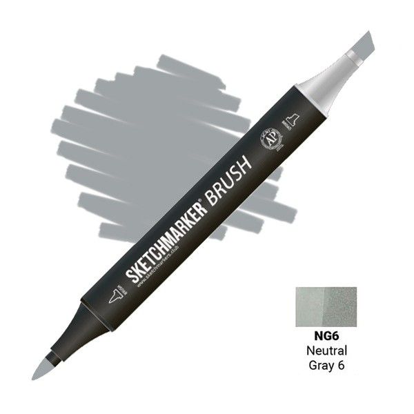 Маркер SKETCHMARKER Brush двухсторонний на спирт.основе NG6 Нейтральный серый 6 MPSMB-NG6