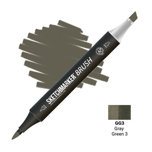 Маркер SKETCHMARKER Brush двухсторонний на спирт.основе GG3 Серо зеленый 3 MPSMB-GG3