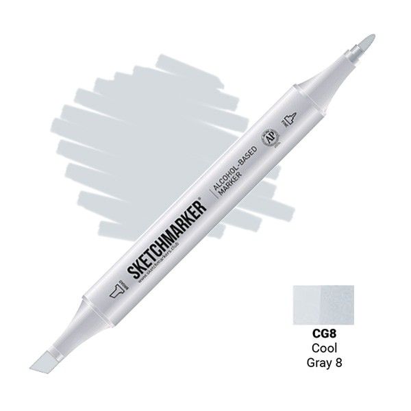 Маркер SKETCHMARKER двухсторонний на спирт.основе CG8 Прохладный серый 8 MPSM-CG8