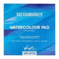 Альбом-склейка для акварели SKETCHMARKER 300 г/м2 26 x 26 см 10 л, хлопок, среднезернистая MP2626300CSM