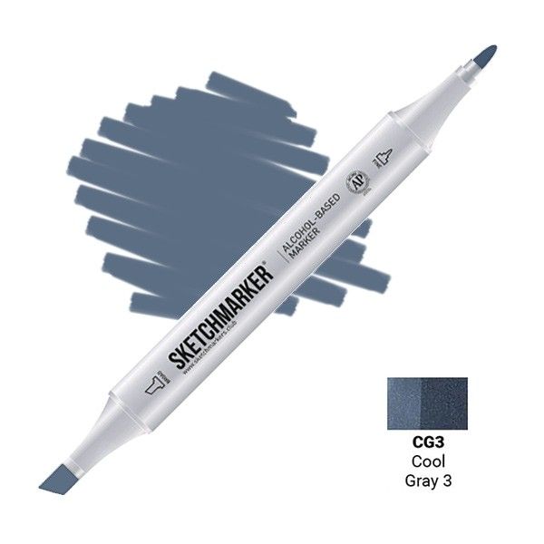 Маркер SKETCHMARKER двухсторонний на спирт.основе CG3 Прохладный серый 3 MPSM-CG3