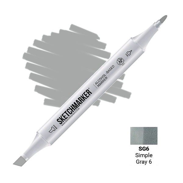 Маркер SKETCHMARKER двухсторонний на спирт.основе SG6 Простой серый 6 MPSM-SG6