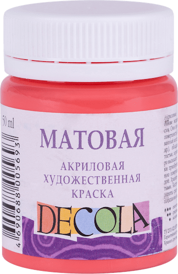 Краска акриловая DECOLA матовая, банка 50 мл, 355 Коралловая NP-14328355