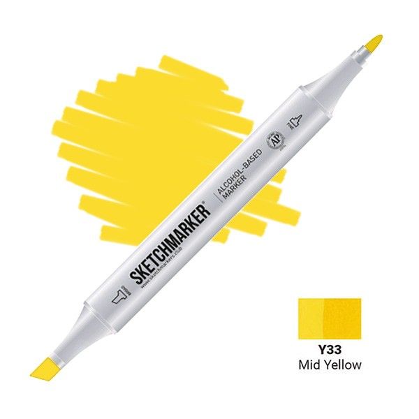 Маркер SKETCHMARKER двухсторонний на спирт.основе Y33 Средний желтый MPSM-Y33