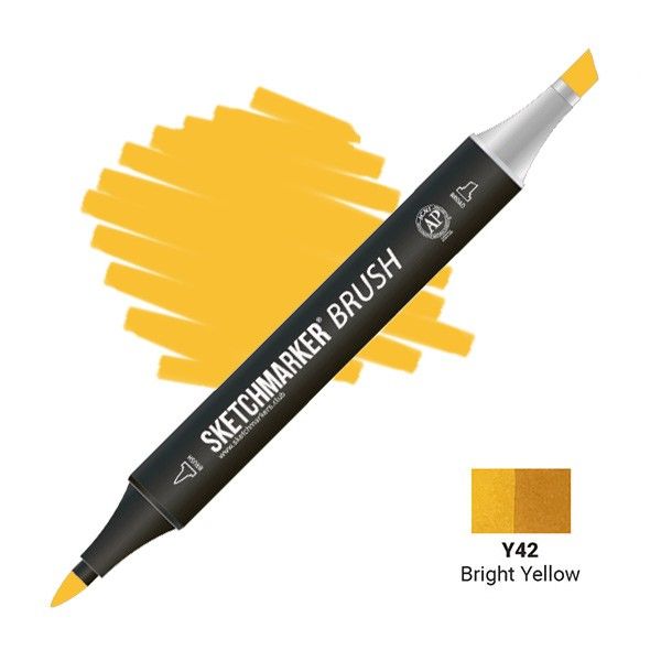 Маркер SKETCHMARKER Brush двухсторонний на спирт.основе Y42 Яркий желтый MPSMB-Y42