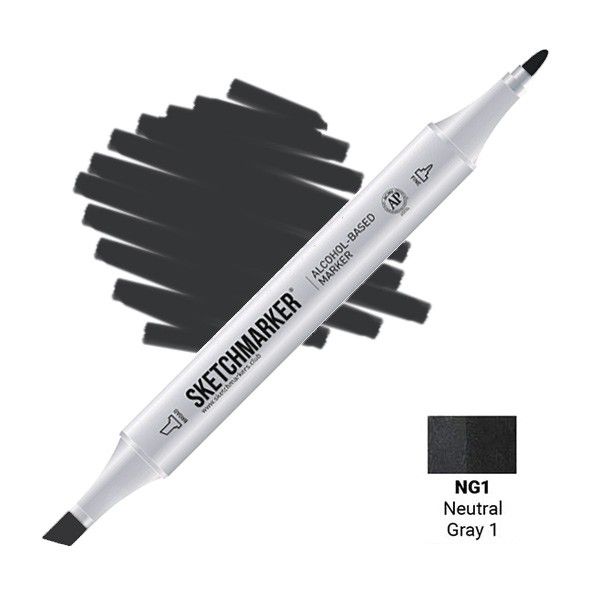 Маркер SKETCHMARKER двухсторонний на спирт.основе NG1 Нейтральный серый 1 MPSM-NG1
