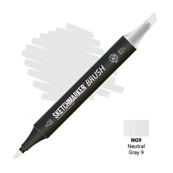 Маркер SKETCHMARKER Brush двухсторонний на спирт.основе NG9 Нейтральный серый 9 MPSMB-NG9