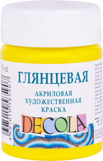 Краска акриловая DECOLA глянцевая, банка 50 мл, 214 Лимонная NP-2928214