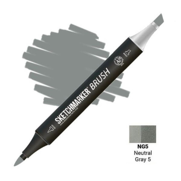 Маркер SKETCHMARKER Brush двухсторонний на спирт.основе NG5 Нейтральный серый 5 MPSMB-NG5