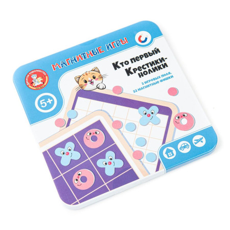 Магнитная игра "Кто первый. Крестики нолики" в жестяной коробке KOR-04301