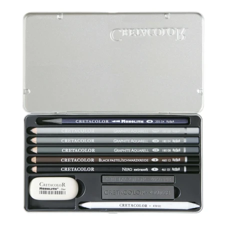 Набор для графики CRETACOLOR Artino Graphite 10 предметов, мет.пенал CR40021