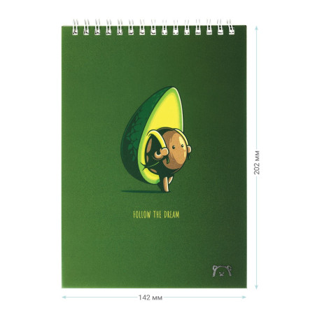 Блокнот А5 60л. на гребне MESHU "Avocadreams", пластиковая обложка RE-MS_48667