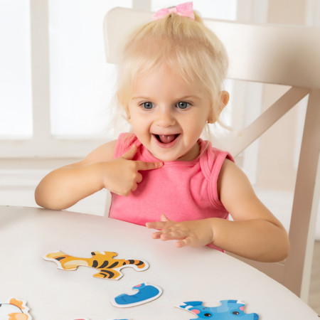 Контурный пазл Baby Toys "Животные" 5 карт. 16 элементов KOR-04117