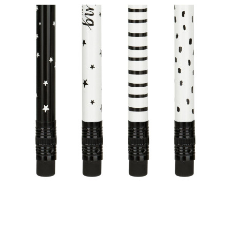 Карандаш ч/г MESHU "Black&white" HB заточенный, с печатью, с ластиком, ассорти RE-MS_47220