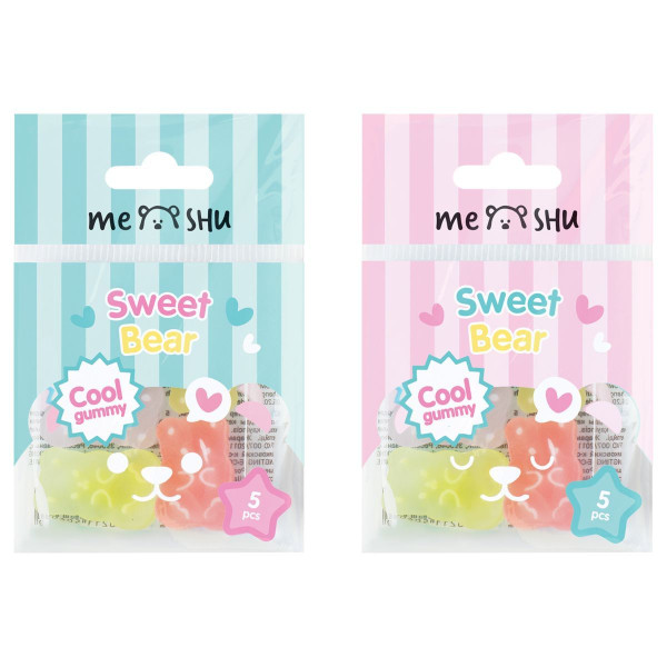 Набор ластиков MESHU "Candy Bear" 5 шт, ПВХ, 20 x 15 x 9 мм RE-MS_52607