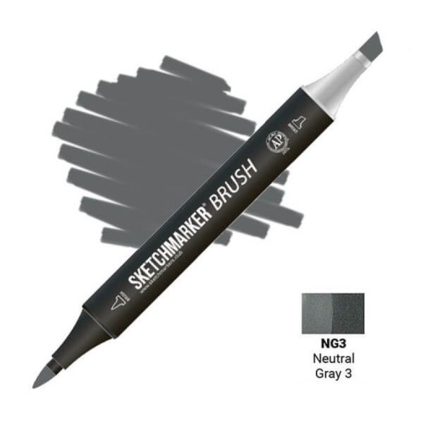 Маркер SKETCHMARKER Brush двухсторонний на спирт.основе NG3 Нейтральный серый 3 MPSMB-NG3