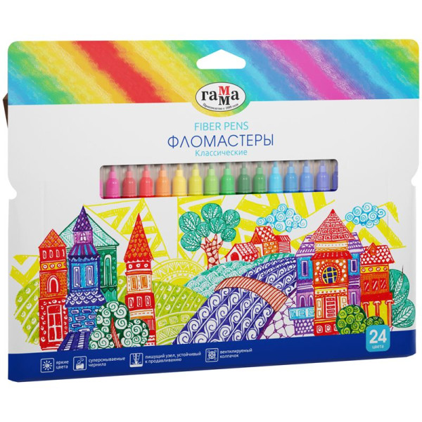 Фломастеры ГАММА "Классические" 24 цв смываемые RE-180319_13