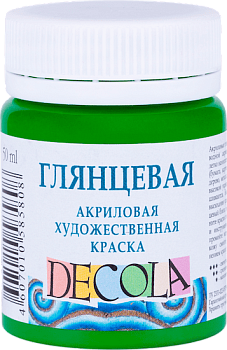 Краска акриловая DECOLA глянцевая, банка 50 мл, 717 Зеленая светлая NP-2928717