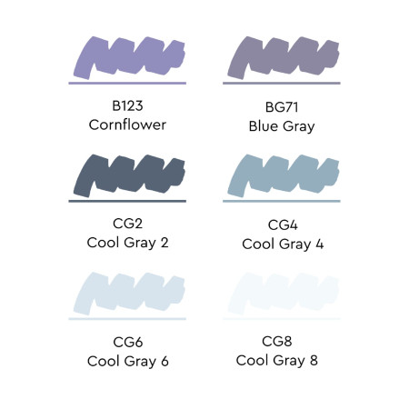 Набор маркеров SKETCHMARKER Cool Gray 6 шт + коробка MPSM-6CGR