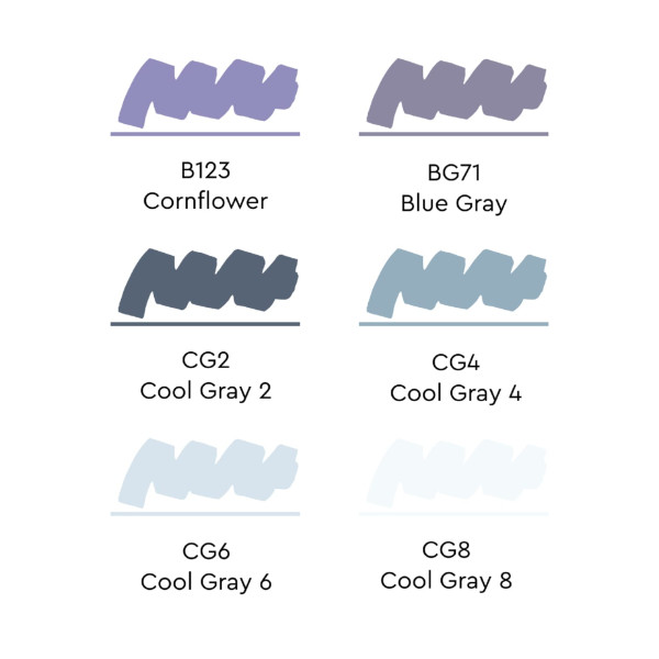 Набор маркеров SKETCHMARKER Cool Gray 6 шт + коробка MPSM-6CGR