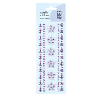 Наклейки акриловые MESHU "Purple flowers", 25*8,3см, стразы, 305 наклеек, инд. уп., европодвес RE-MS_36660