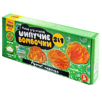 Набор для опытов "Шипучие бомбочки. Аромат персика" 3 в 1 KOR-05711