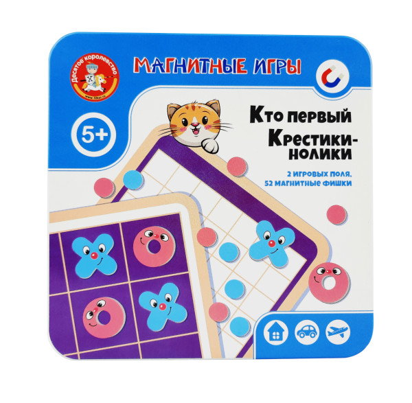 Магнитная игра "Кто первый. Крестики нолики" в жестяной коробке KOR-04301
