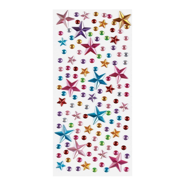 Наклейки акриловые MESHU "Shiny stars", 25*10см, стразы, 137 наклеек, инд. уп., европодвес RE-MS_46775