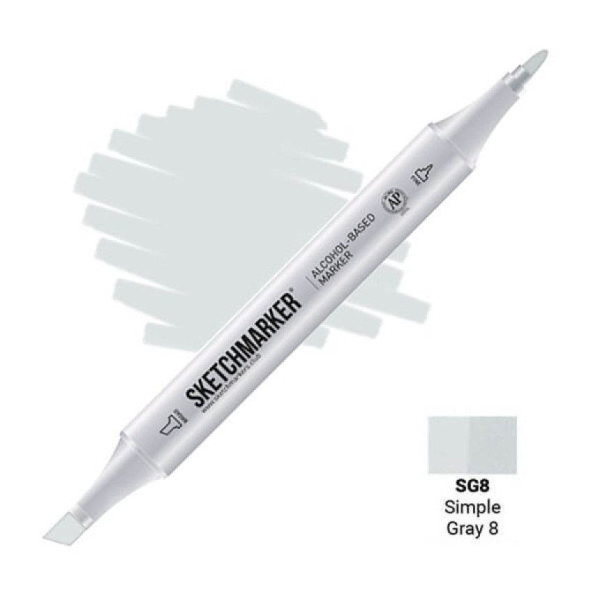 Маркер SKETCHMARKER двухсторонний на спирт.основе SG8 Простой серый 8 MPSM-SG8