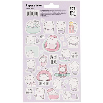 Наклейки бумажные MESHU "Sweet bear" 12 x 21 см RE-MS_41639