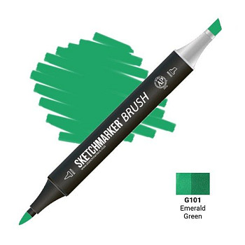 Маркер SKETCHMARKER Brush двухсторонний на спирт.основе G101 Зеленый изумрудный MPSMB-G101