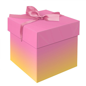 Коробка складная подарочная MESHU "Duotone. Pink-Orange gradient", (15*15*15см), с лентой RE-MS_54168