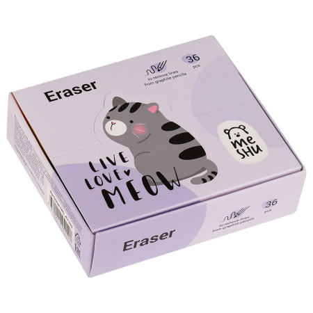 Ластик MESHU "Live, Love, Meow" 37 x 24 x 11 мм, термопластичная резина RE-MS_47153