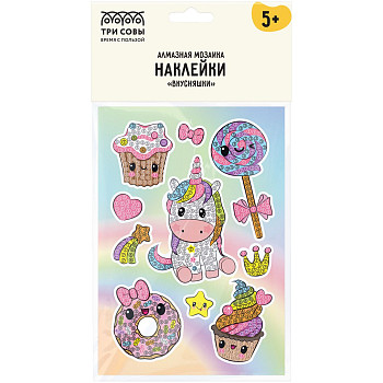 Алмазная мозаика, наклейки ТРИ СОВЫ "Вкусняшки" пакет с европодвесом RE-АМН_48204