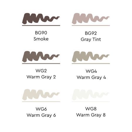 Набор маркеров SKETCHMARKER Brush Warm grey 6 шт MPSMB-6WMGR