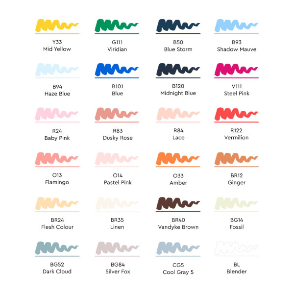 Набор маркеров SKETCHMARKER Brush Fashion design 24 шт Дизайн одежды + сумка органайзер MPSMB-24FASH