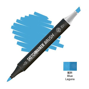 Маркер SKETCHMARKER Brush двухсторонний на спирт.основе B31 Голубая лагуна MPSMB-B31