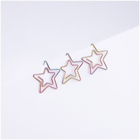 Скрепки фигурные 25 мм MESHU "Stars" 6 шт пакет с европодвесом RE-MS_41585