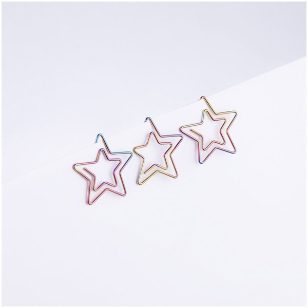 Скрепки фигурные 25 мм MESHU "Stars" 6 шт пакет с европодвесом RE-MS_41585