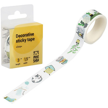 Клейкая лента декоративная MESHU "Cozy", 1,5см*3м RE-MS_36865