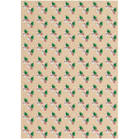 Упаковочная бумага крафт MESHU "Снеговик" 1л. 70 x 100 см 70 г/м2 RE-MS_53453