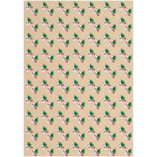 Упаковочная бумага крафт MESHU "Снеговик" 1л. 70 x 100 см 70 г/м2 RE-MS_53453