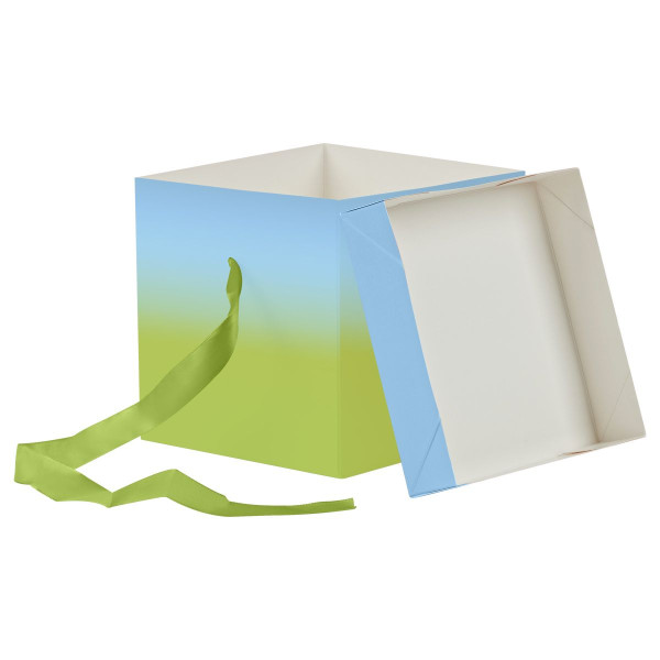 Коробка складная подарочная MESHU "Duotone. Blue-Green gradient", (15*15*15см), с лентой RE-MS_54172