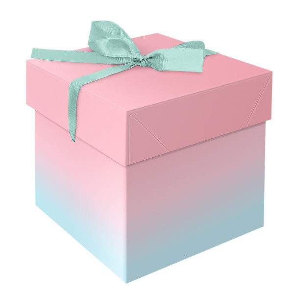 Коробка складная подарочная MESHU "Duotone. Mint-Pink gradient", (15*15*15см), с лентой RE-MS_54170