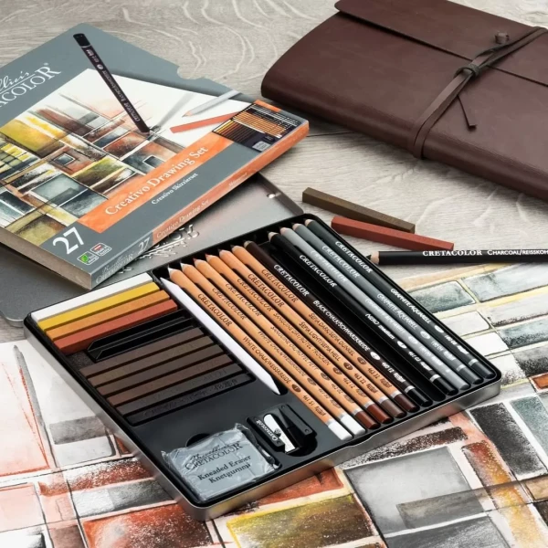 Набор для эскизов CRETACOLOR Creativo 27 предметов, мет.пенал CR40031