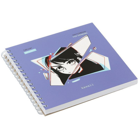 Скетчбук 60л. 150 x 150 мм MESHU "Kawaii" 120 г/м2, на гребне RE-MS_44869